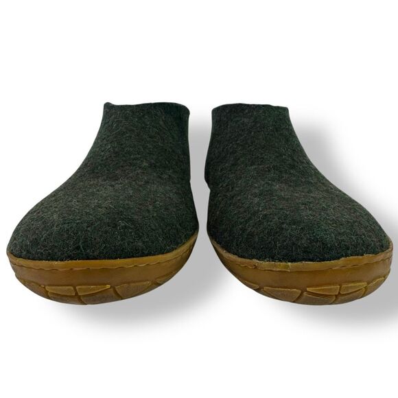 Glerups Wool Slip On Shoes Slippers Loafers Forest Green Honey Rubber 46 / 12 - Picture 8 of 12